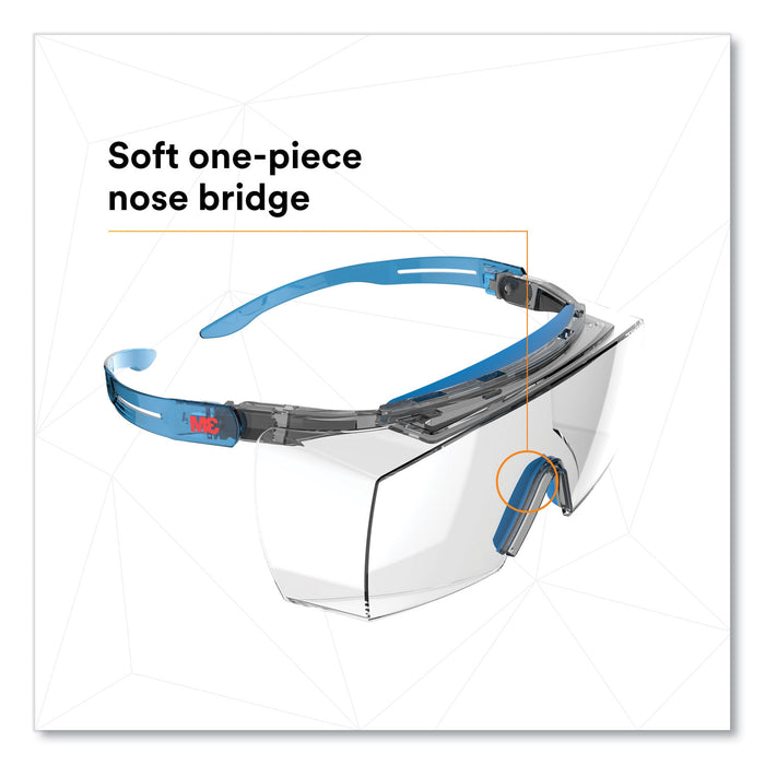 3M™ SecureFit Protective Eyewear, 3700 OTG Series, Blue Plastic Frame, Clean Polycarbonate Lens/EA