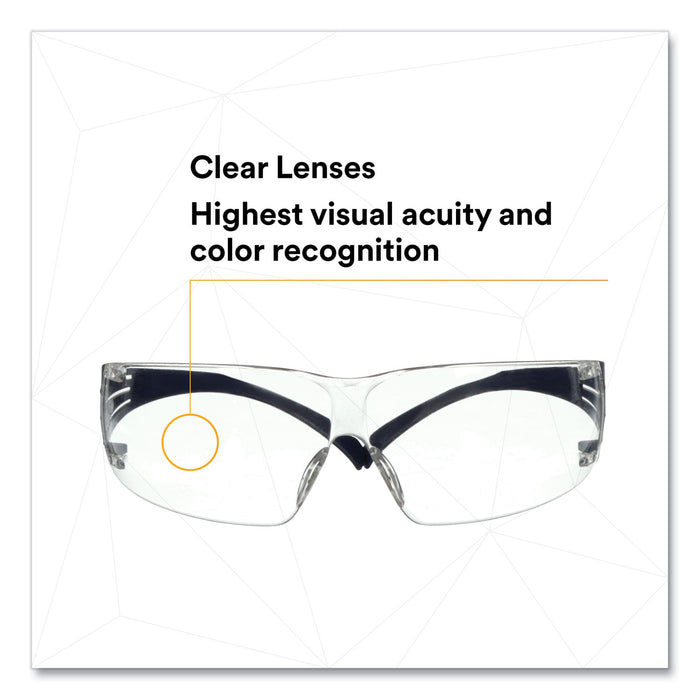 3M™ SecureFit Protective Eyewear, 200 Series, Dark Blue Plastic Frame, Clear Polycarbonate Lens/EA
