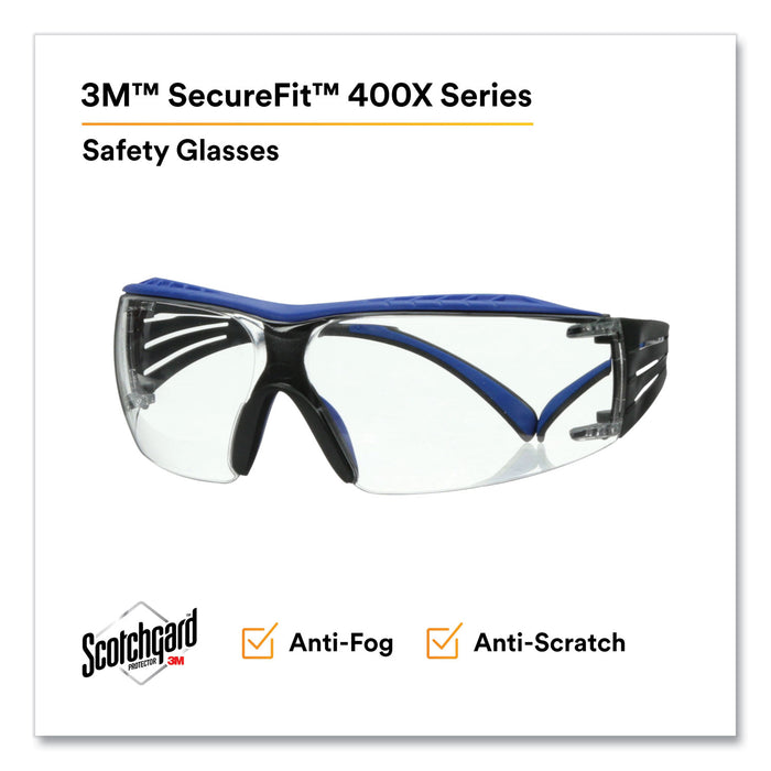 3M™ SecureFit Protective Eyewear, 200 Series, Blue/Gray Plastic Frame, Clear Polycarbonate Lens/EA