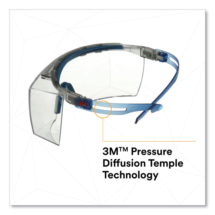 3M™ SecureFit Protective Eyewear, 3700 OTG Series, Blue Plastic Frame, Clean Polycarbonate Lens/EA