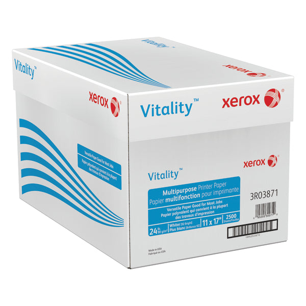 Xerox® Vitality™ Multi-Use Printer & Copier Paper, Ledger Size (11" X 17"), 2500 Total Sheets, 92 (U.S.) Brightness, 24 Lb, FSC® Certified, White, 500 Sheets Per Ream, Case Of 5 Reams