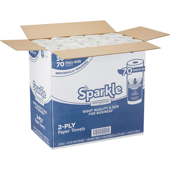 Sparkle Professional Series 2-Ply Perforated Kitchen Paper Towel Rolls by GP PRO () 2717201 70 Sheets per Roll 30 Rolls per Case