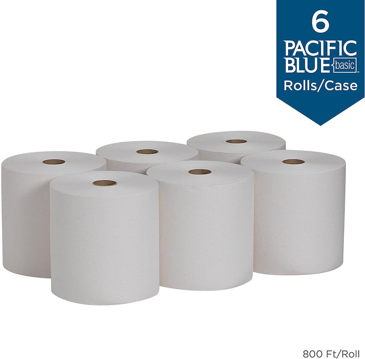 Blue Basic Recycled Paper Towel Rolls (Previously Branded Envision) by PRO , White, 26601, 800 Feet per Roll, 6 Rolls per Case