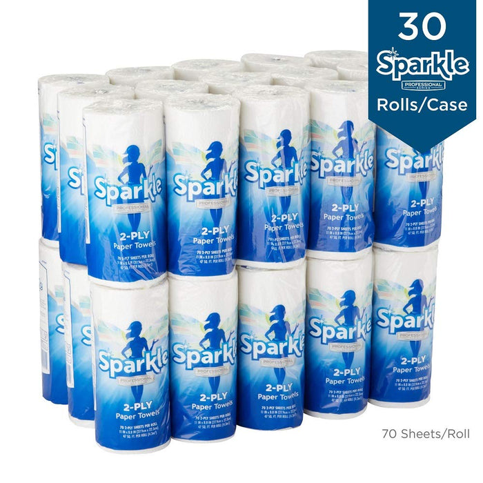 Sparkle Professional Series 2-Ply Perforated Kitchen Paper Towel Rolls by GP PRO () 2717201 70 Sheets per Roll 30 Rolls per Case