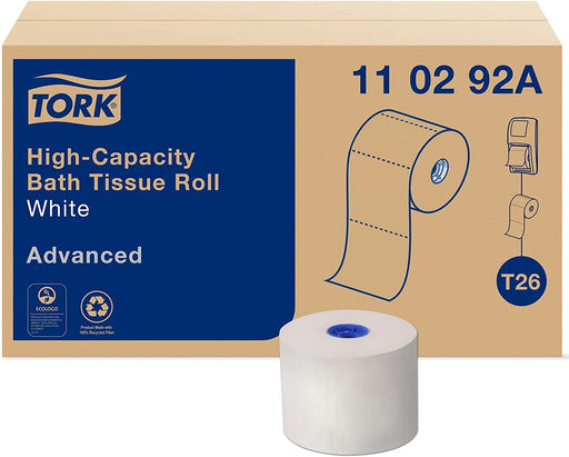 Tork High-Capacity Toilet Paper Roll White T26, Advanced, 2-Ply, 36 X 1000 Sheets, 110292A