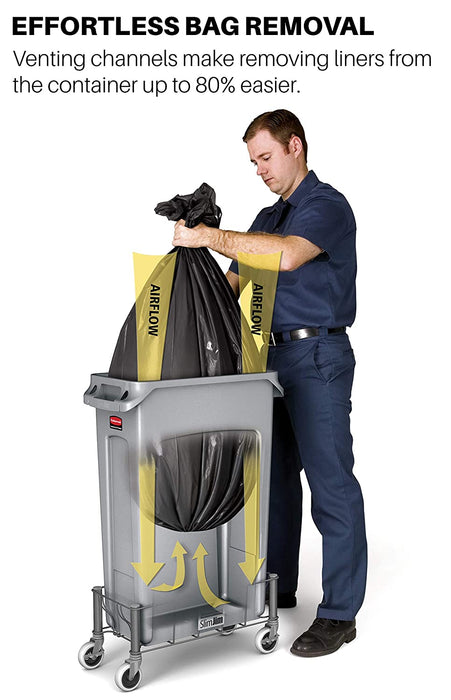 Slim Jim Plastic Rectangular Trash/Garbage Can with Venting Channels, 23 Gallon, Brown (1956187)