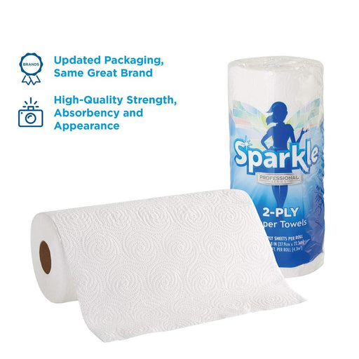Sparkle Professional Series 2-Ply Perforated Kitchen Paper Towel Rolls by GP PRO () 2717201 70 Sheets per Roll 30 Rolls per Case