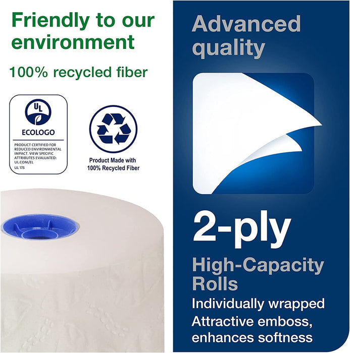 Tork High-Capacity Toilet Paper Roll White T26, Advanced, 2-Ply, 36 X 1000 Sheets, 110292A