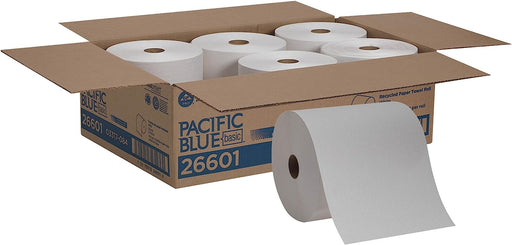 Blue Basic Recycled Paper Towel Rolls (Previously Branded Envision) by PRO , White, 26601, 800 Feet per Roll, 6 Rolls per Case