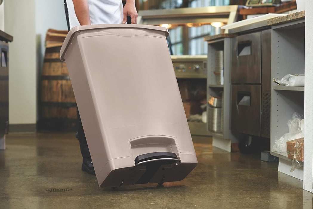 -1883460 Streamline Slim Step-On Plastic Trash Garbage Can, 18 Gallon, Beige