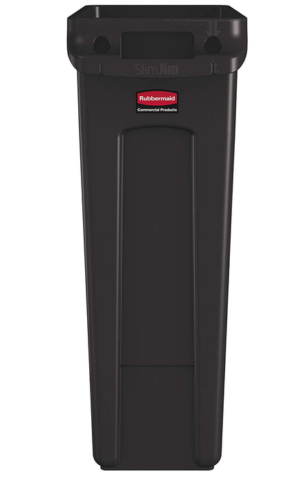 Slim Jim Plastic Rectangular Trash/Garbage Can with Venting Channels, 23 Gallon, Brown (1956187)