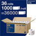 Tork High-Capacity Toilet Paper Roll White T26, Advanced, 2-Ply, 36 X 1000 Sheets, 110292A