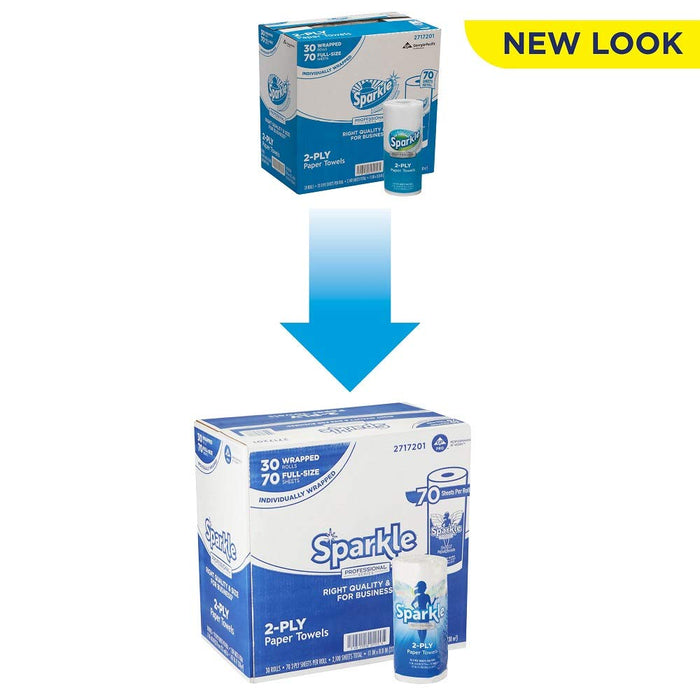 Sparkle Professional Series 2-Ply Perforated Kitchen Paper Towel Rolls by GP PRO () 2717201 70 Sheets per Roll 30 Rolls per Case